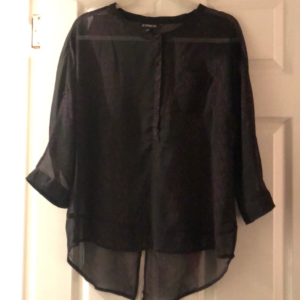 Express Sheer Half Button Down Blouse - image 1